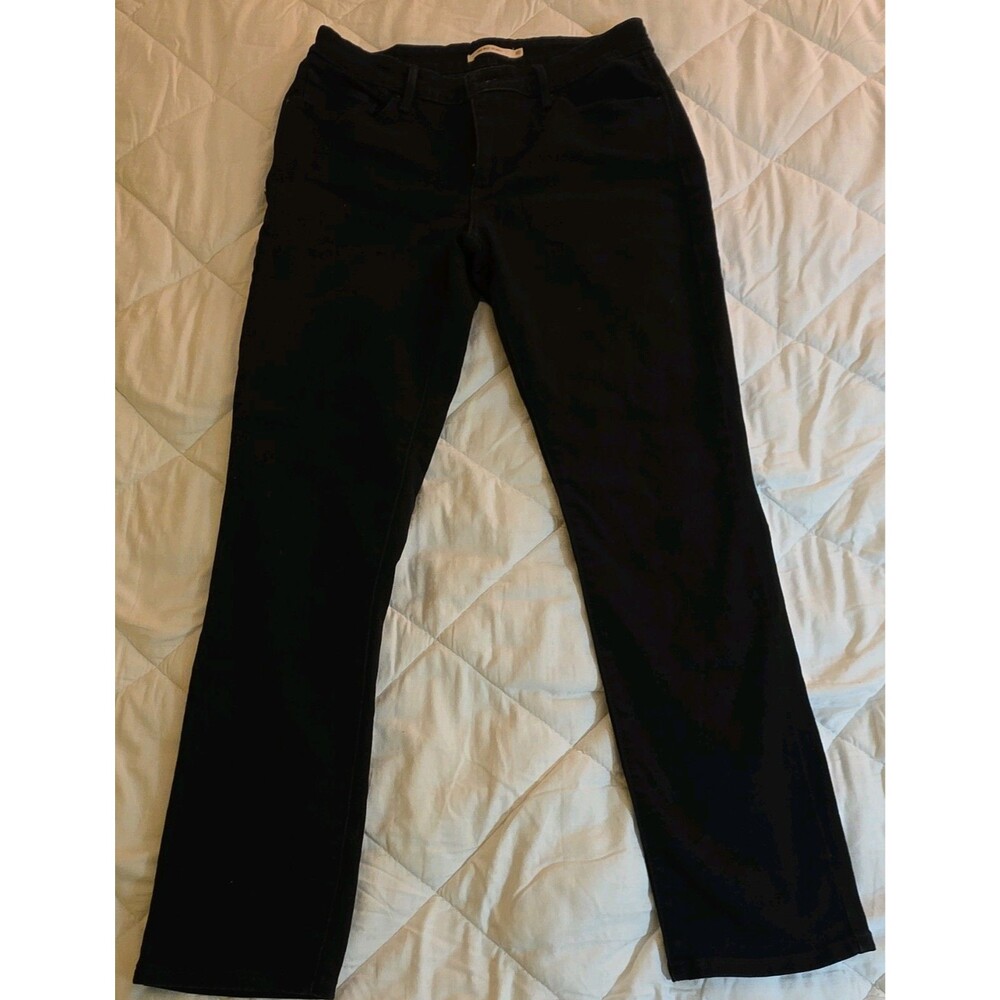 Levis Womens Skinny Jeans - Black Solid Mid Rise 5-Pocket Coin Pocket Zip/Button